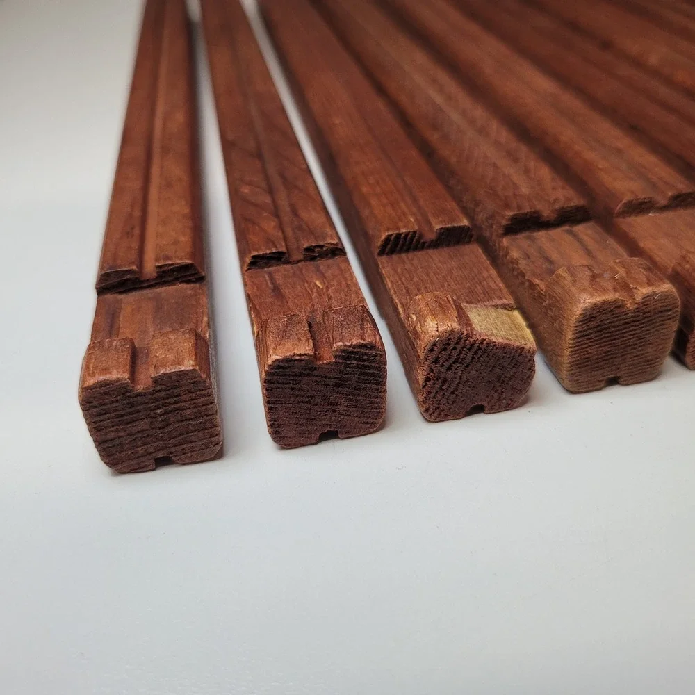 Vintage Square Wooden Building Logs 10.5 Inch Notch and Groove Red Brown‎ 10pc